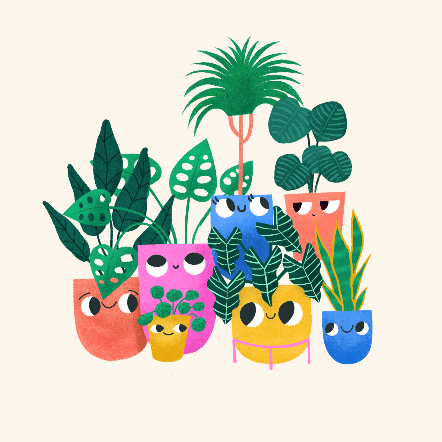 Plant Pals - Houseplant Character Illustrations Group Photo 
