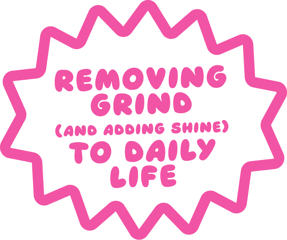 Plant Pals Quote: 'Removing Grind (And Adding Shine) To Daily Life' - A Motivational Message in Pink